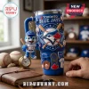 Toronto Blue Jays Embossed Mascot Handle Tumbler featuring a blue 3D team logo, baseball motifs, and a dangling mascot charm.