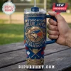 Toronto Blue Jays Embossed Stainless Steel Handle Tumbler in blue with team logo, baseball graphics, and maple leaf details.