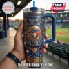 Toronto Blue Jays Embossed Stainless Steel Handle Tumbler featuring a team logo, baseball bats, and maple leaf accents.