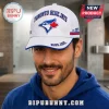 Toronto Blue Jays EST 1977 White Cap with blue embroidered team logo, red maple leaf, and embossed baseball graphics.