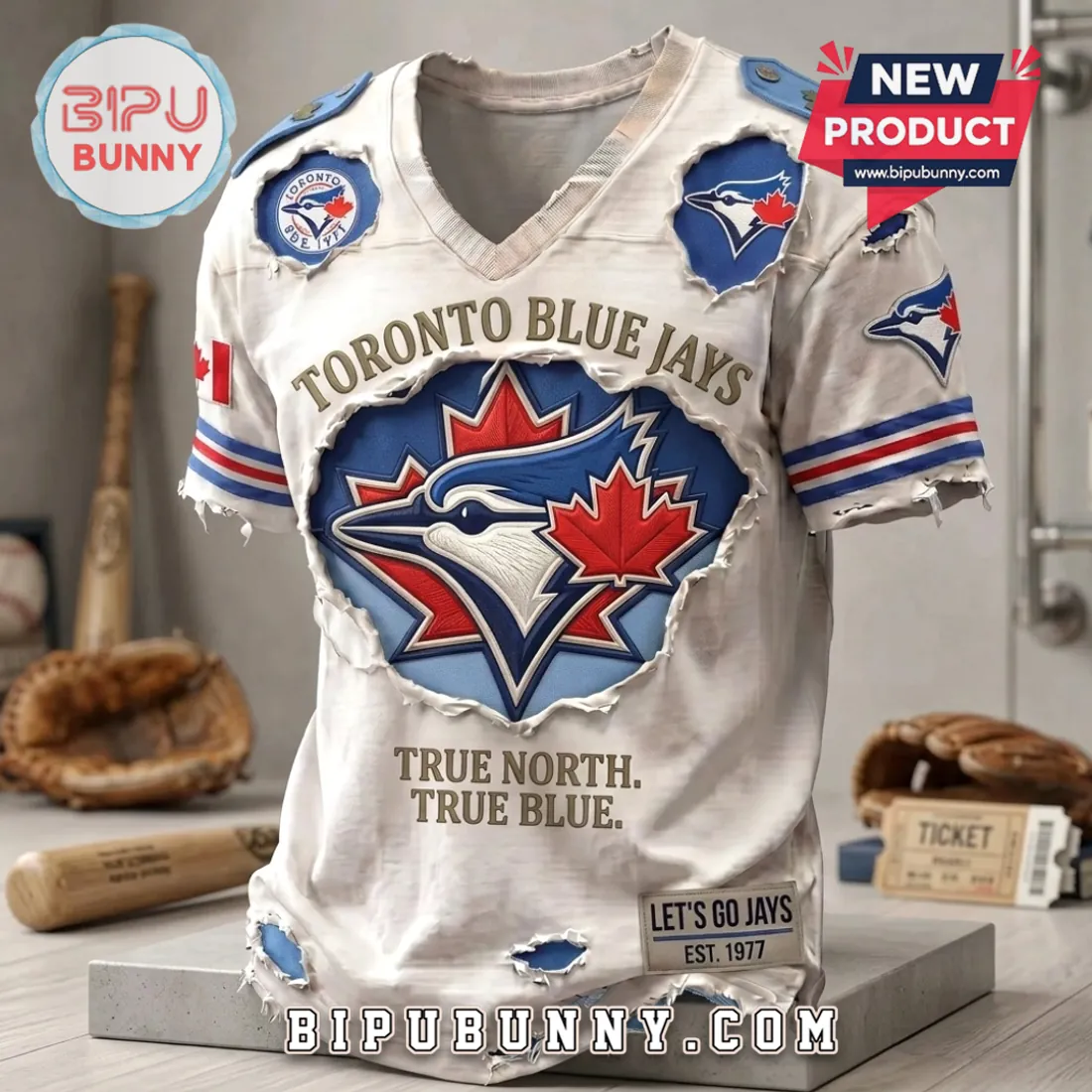 Toronto Blue Jays Ripped Effect Distressed T-Shirt Toronto Blue Jays Ripped Effect Distressed T-Shirt