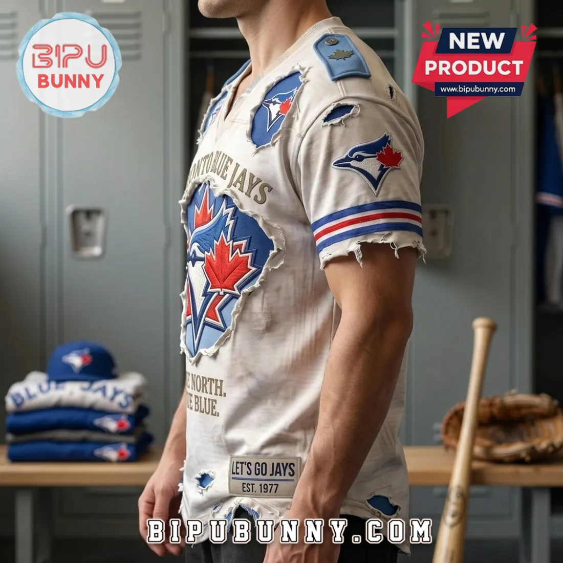 Toronto Blue Jays Ripped Effect Distressed T-Shirt Toronto Blue Jays Ripped Effect Distressed T-Shirt