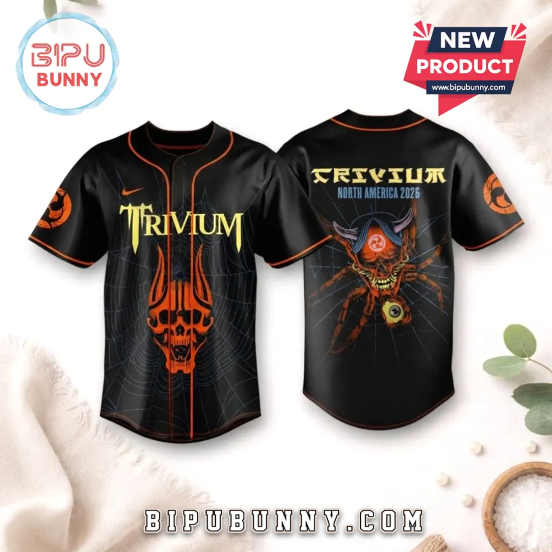 Trivium North America 2026 Skull Baseball Jersey Trivium North America 2026 Skull Baseball Jersey