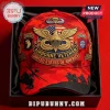 US Airborne Veteran Embroidered Camo Baseball Cap in red featuring gold military emblems and soldier silhouettes.