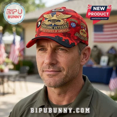 US Airborne Veteran Embroidered Camo Baseball Cap