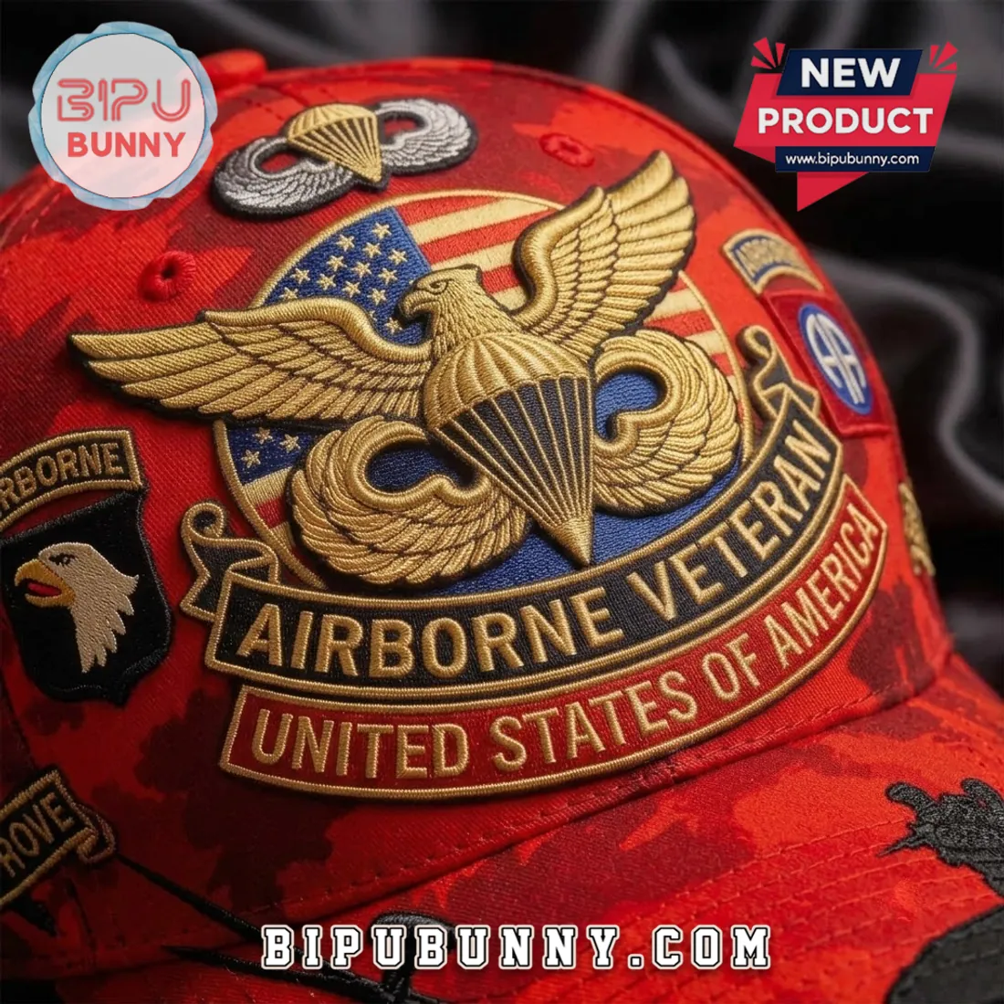 US Airborne Veteran Embroidered Camo Baseball Cap US Airborne Veteran Embroidered Camo Baseball Cap
