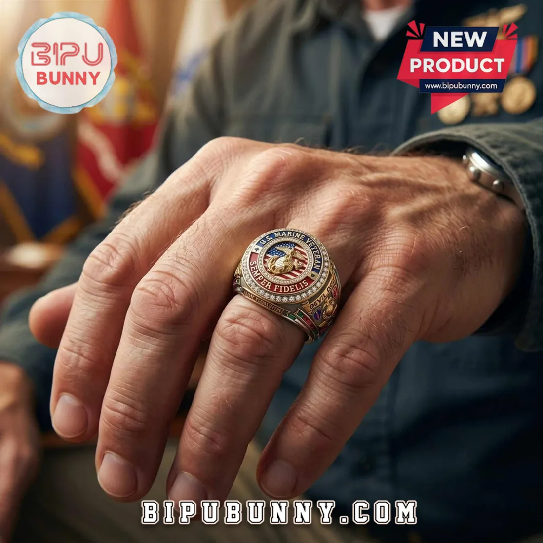 US Marine Corps Semper Fidelis Veteran Ring US Marine Corps Semper Fidelis Veteran Ring