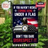 Garden flag with American flag background, bald eagle atop a casket draped in a US Navy flag, and patriotic text.!