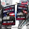 US Navy flag featuring an eagle, a casket draped in a US flag, and text about risking coming home under a flag.!
