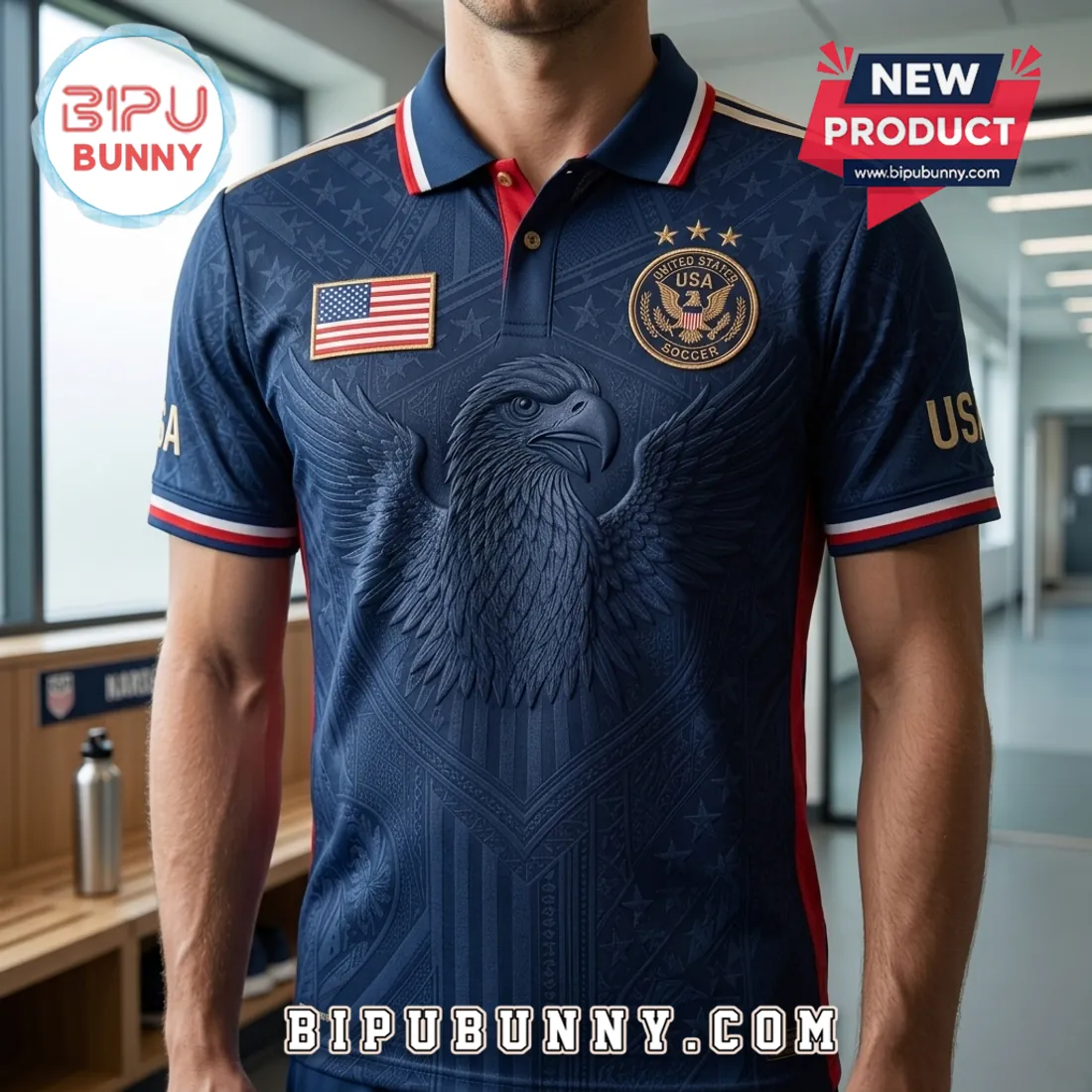 USA Soccer Eagle Navy Blue Polo Shirt USA Soccer Eagle Navy Blue Polo Shirt