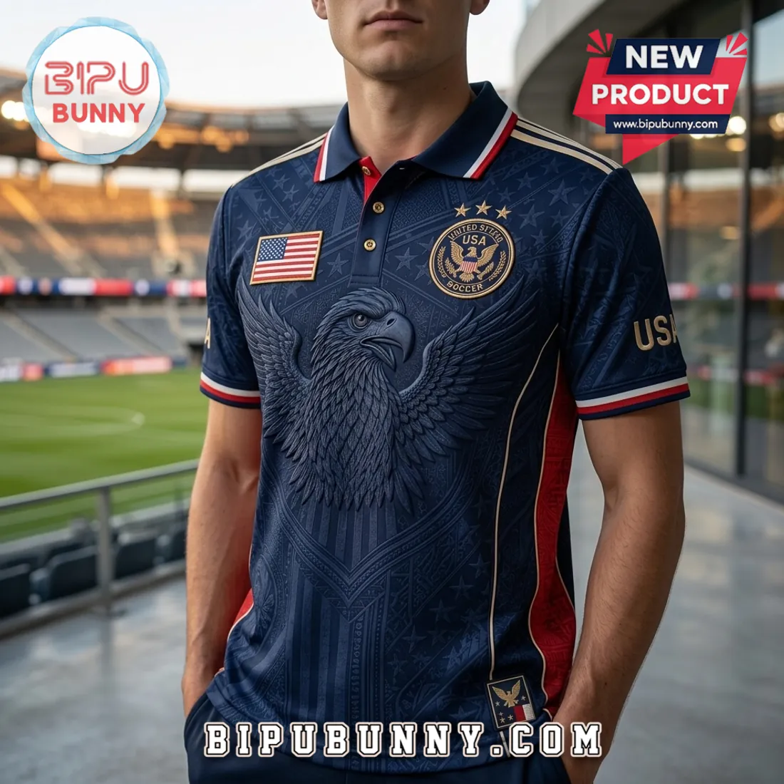 USA Soccer Eagle Navy Blue Polo Shirt USA Soccer Eagle Navy Blue Polo Shirt