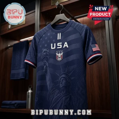 USA Statue of Liberty Navy Blue Crew Neck T-Shirt