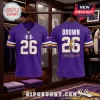 Purple Minnesota Vikings style football jersey with number 26, Usher Raymond text on back, and R&B Tour branding on front.!