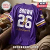 Purple Minnesota Vikings replica jersey with white number 26, Brown nameplate, and Usher Raymond signature on back.!