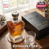 Van Halen whiskey decanter with etched VH logo and glass stopper, leather box with band signatures, and a glass tumbler.!