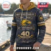 West Coast Eagles 40th anniversary navy blue distressed hoodie with yellow hood and eagle logo print.!