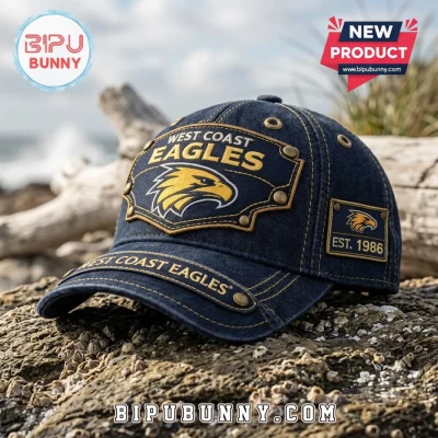 West Coast Eagles Denim Embroidered Baseball Cap