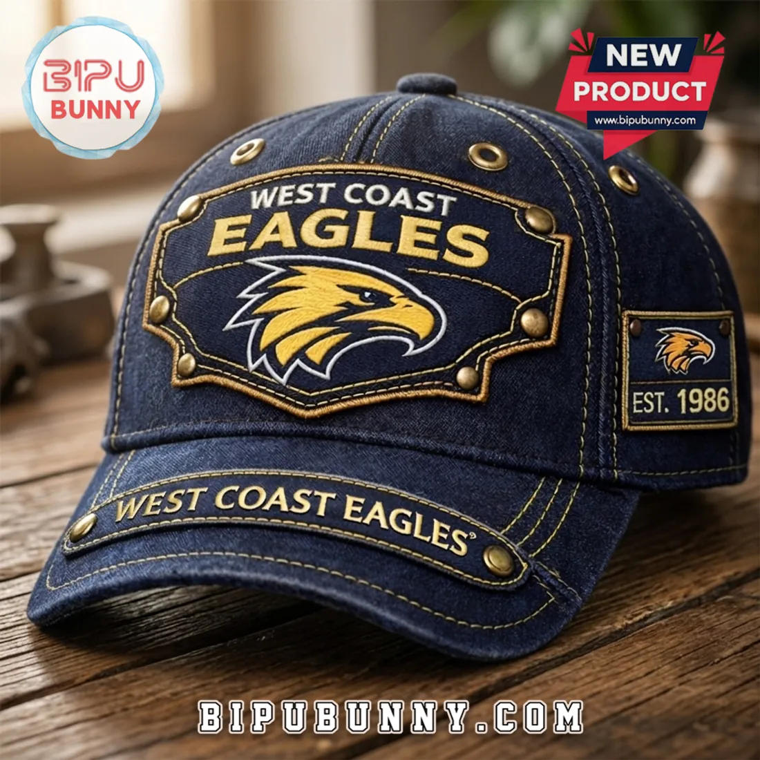 West Coast Eagles Denim Embroidered Baseball Cap West Coast Eagles Denim Embroidered Baseball Cap