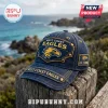 Dark denim West Coast Eagles baseball cap with gold eagle emblem, metal studs, and EST. 1986 patch on a wooden post.!