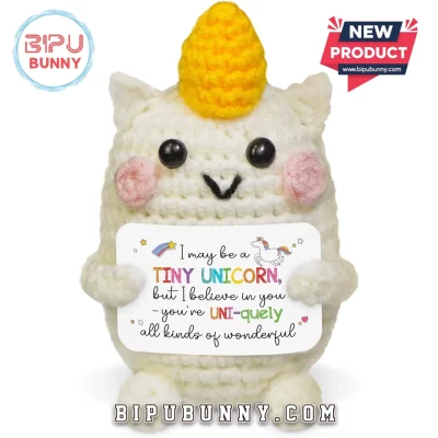 White Unicorn Emotional Support Crochet Doll