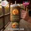 Winnie the Pooh 100 Years of Friendship 40oz Tumbler with a personalized name and embossed honey pot designs.