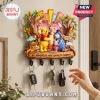 Winnie the Pooh Sculpted Resin Wall Key Holder featuring Pooh, Tigger, Piglet, and Eeyore with a Hunny pot and five hooks.