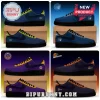 Custom basketball sneakers featuring WNBA team logos, colored panels, black soles, and laces on cardboard display boxes.!