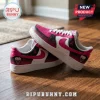 Custom Nike Air Force 1 sneakers with pink and black gradient leather, breast cancer awareness ribbons, and white soles.!