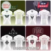 Four custom white sports jerseys with team logos for Wings, Valkyries, Aces, and Fire featuring personalized name and number.!