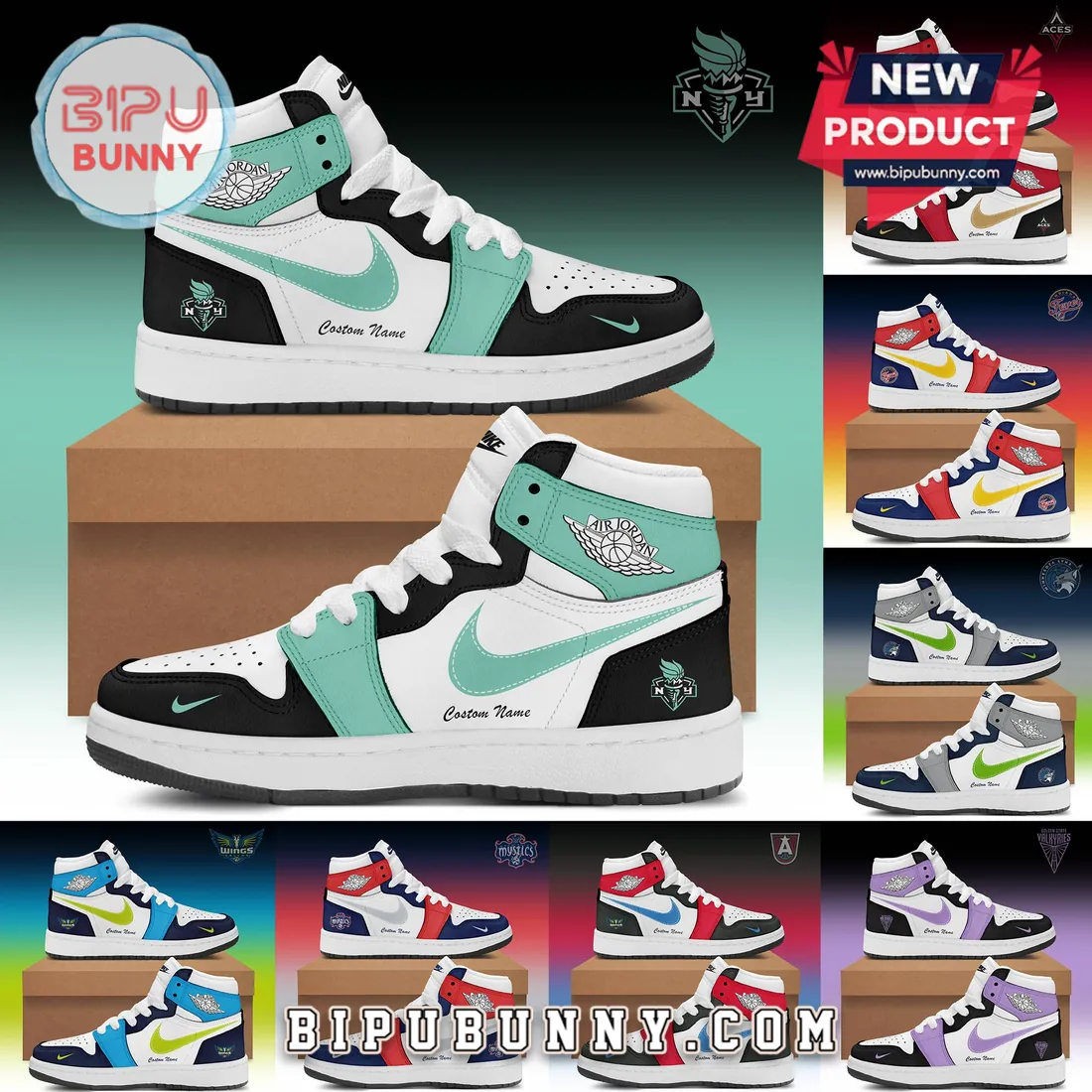 WNBA Teams Custom Air Jordan High Top Sneakers WNBA Teams Custom Air Jordan High Top Sneakers