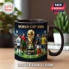 Ceramic coffee mug featuring FIFA World Cup trophy, Brian nameplate, and soccer stars Messi, Ronaldo, Mbappe, and Neymar.!