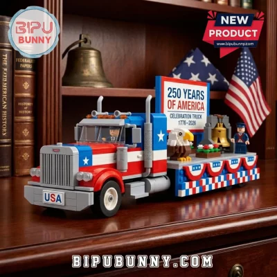 Years of America Celebration Patriotic Building Block Truck Set