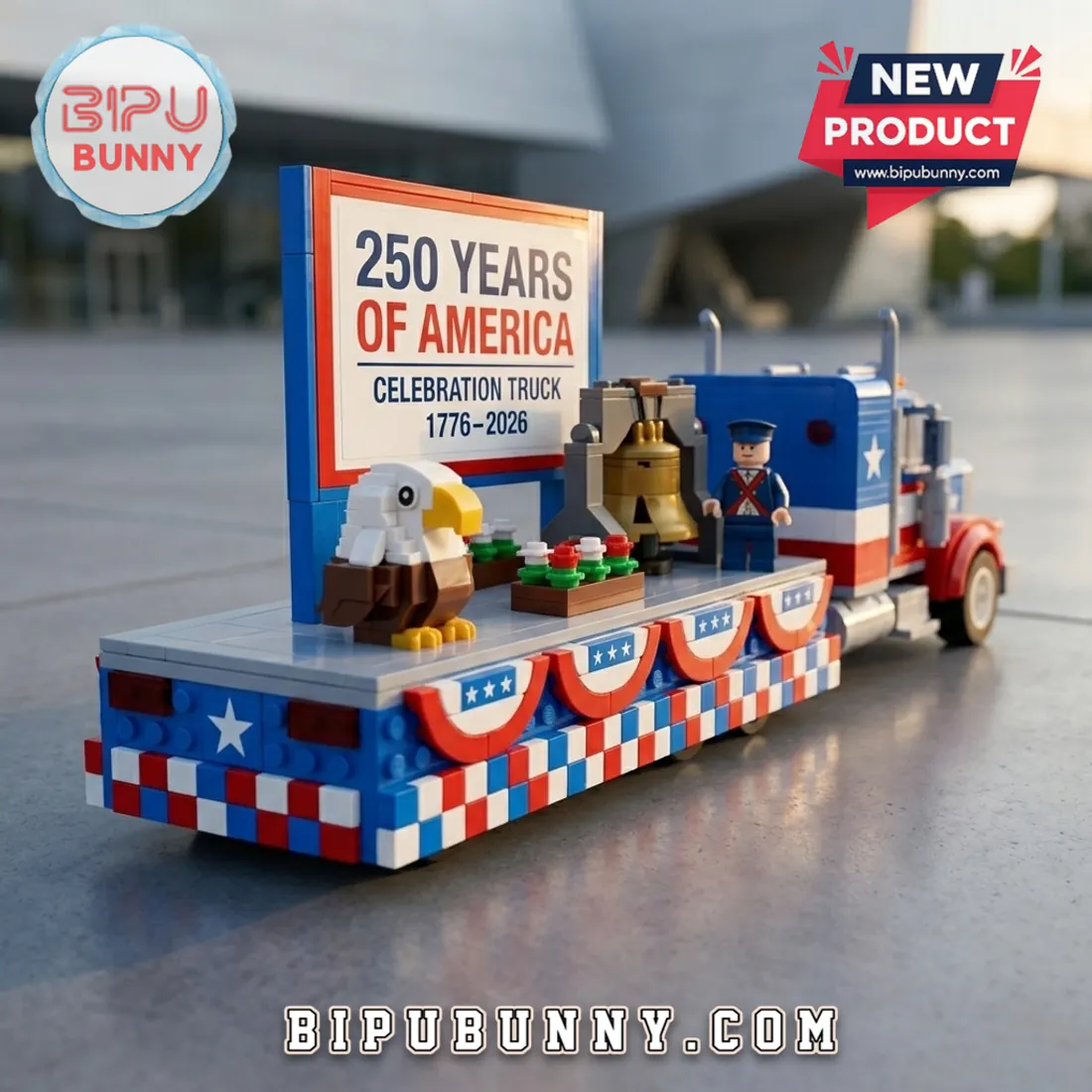 Years of America Celebration Patriotic Building Block Truck Set Years of America Celebration Patriotic Building Block Truck Set