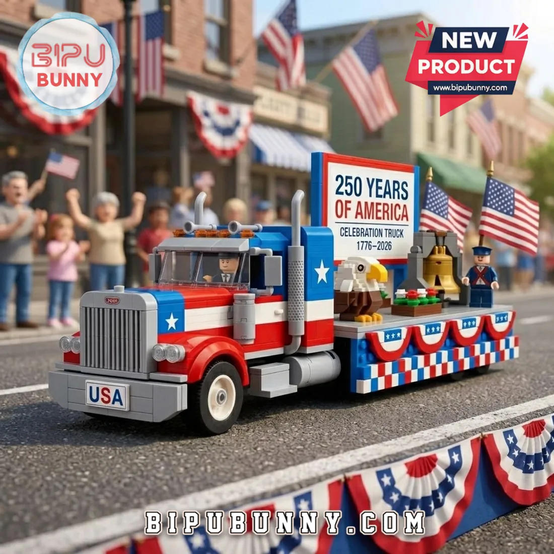 Years of America Celebration Patriotic Building Block Truck Set Years of America Celebration Patriotic Building Block Truck Set