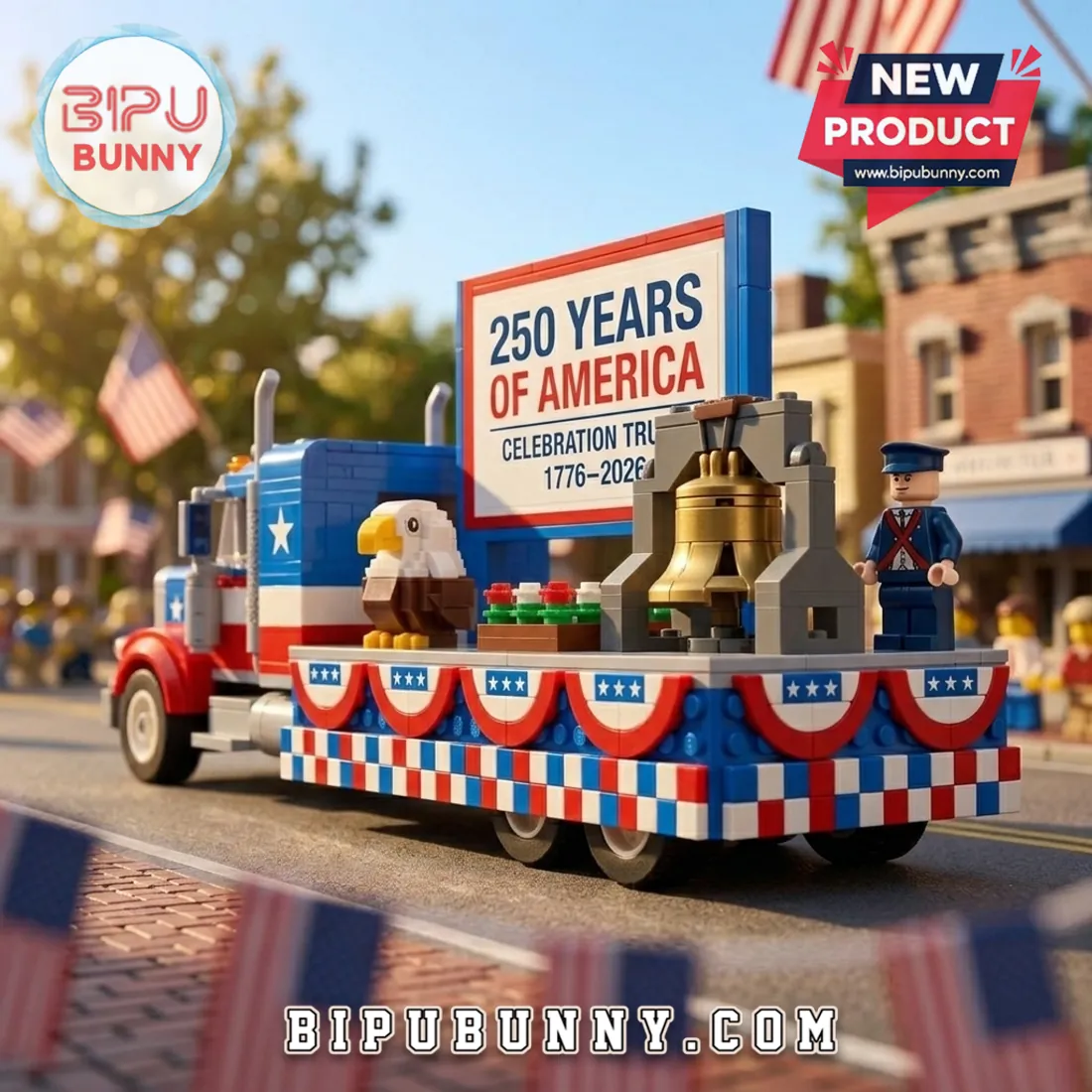 Years of America Celebration Patriotic Building Block Truck Set Years of America Celebration Patriotic Building Block Truck Set