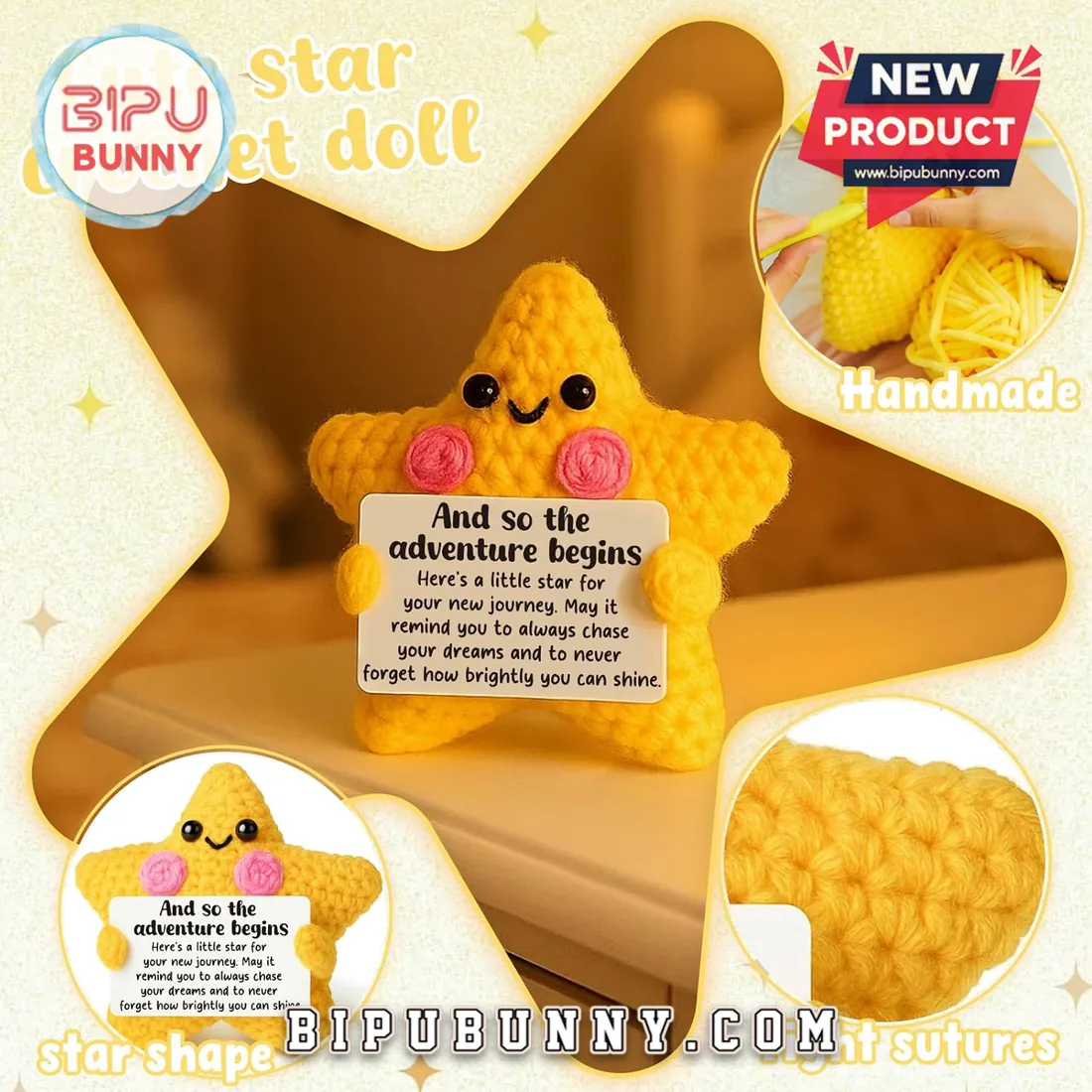 Yellow Crochet Star Emotional Support Keepsake Yellow Crochet Star Emotional Support Keepsake