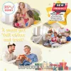 Yellow crocheted star plush with a card reading And so the adventure begins, shown in multiple celebratory scenes.!