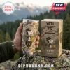 Yeti Rambler tumbler featuring Snoopy Beagle Scout 75th anniversary camouflage print, held against mountain backdrop.!