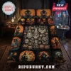 2026 Halloween Horror Pumpkin Quilt Bedding Set featuring a patchwork design of skulls, pumpkins, and spooky characters.