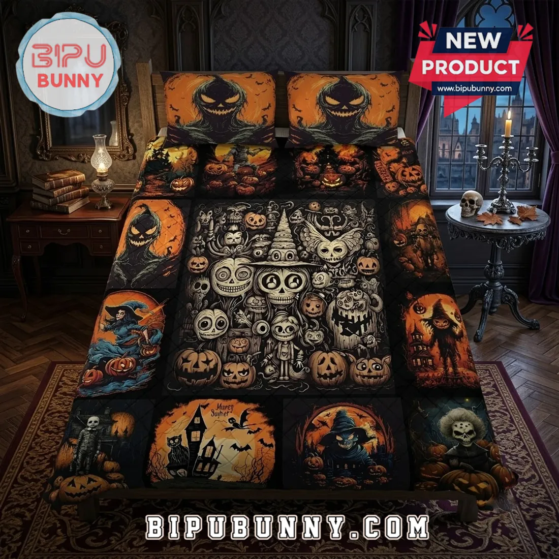 2026 Halloween Horror Pumpkin Quilt Bedding Set 2026 Halloween Horror Pumpkin Quilt Bedding Set