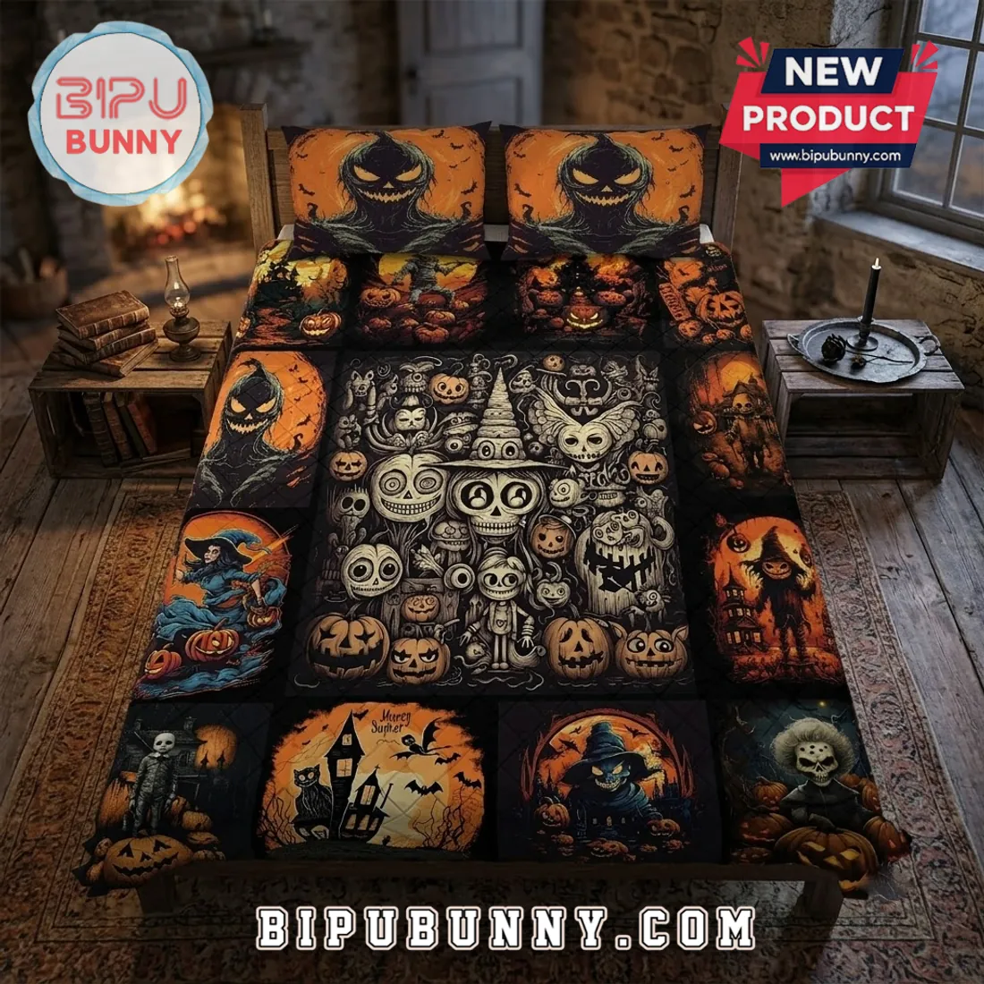 2026 Halloween Horror Pumpkin Quilt Bedding Set 2026 Halloween Horror Pumpkin Quilt Bedding Set