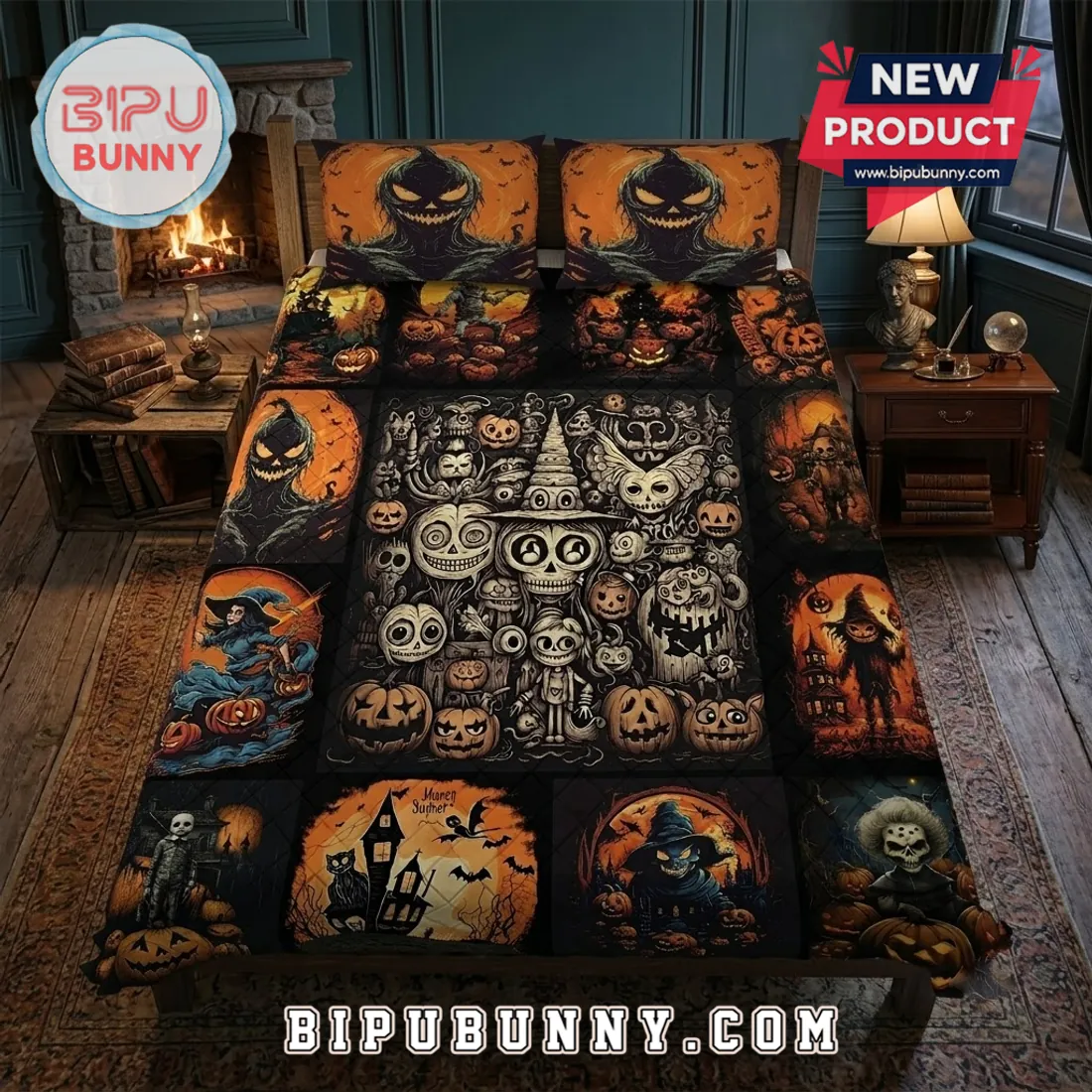 2026 Halloween Horror Pumpkin Quilt Bedding Set 2026 Halloween Horror Pumpkin Quilt Bedding Set