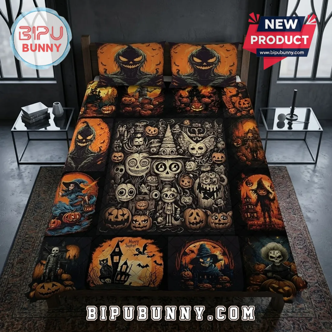 2026 Halloween Horror Pumpkin Quilt Bedding Set 2026 Halloween Horror Pumpkin Quilt Bedding Set