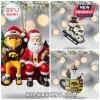 2026 Iowa Hawkeyes Mascot Christmas Ornament featuring the mascot Herky, Santa Claus, and snowmen in black and gold.