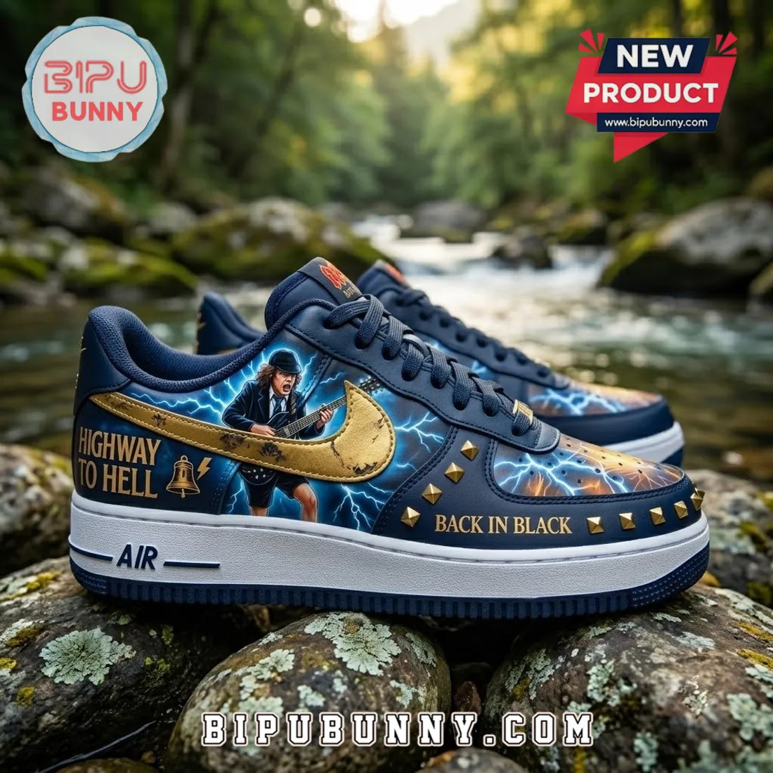 AC DC Back in Black Custom Air Force 1 Sneakers AC DC Back in Black Custom Air Force 1 Sneakers