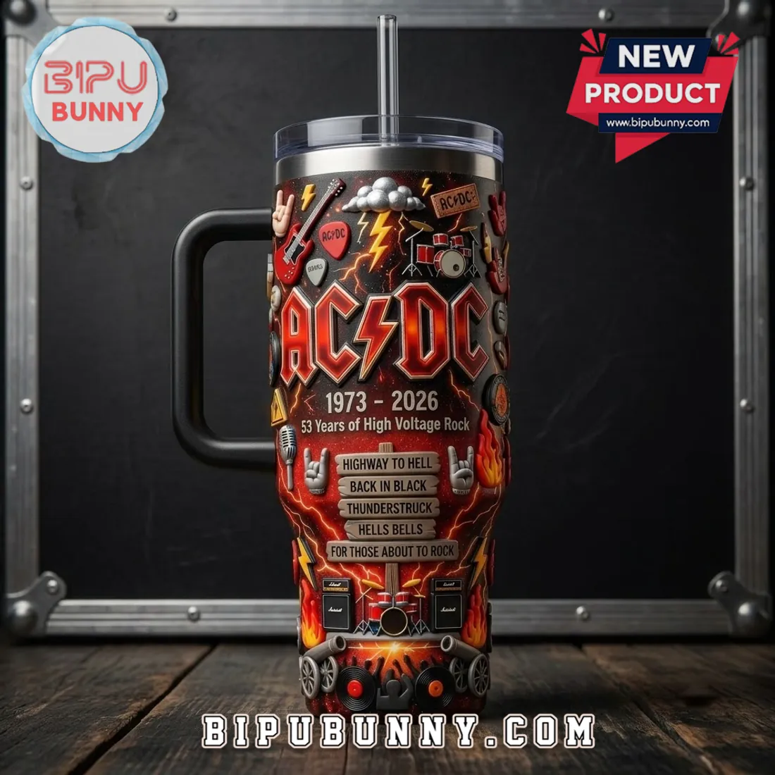 AC/DC 53 Years High Voltage Rock 40oz Stanley Tumbler AC/DC 53 Years High Voltage Rock 40oz Stanley Tumbler