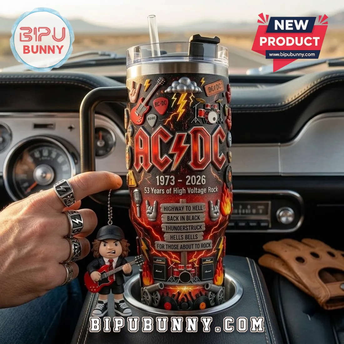 AC/DC 53 Years High Voltage Rock 40oz Stanley Tumbler AC/DC 53 Years High Voltage Rock 40oz Stanley Tumbler