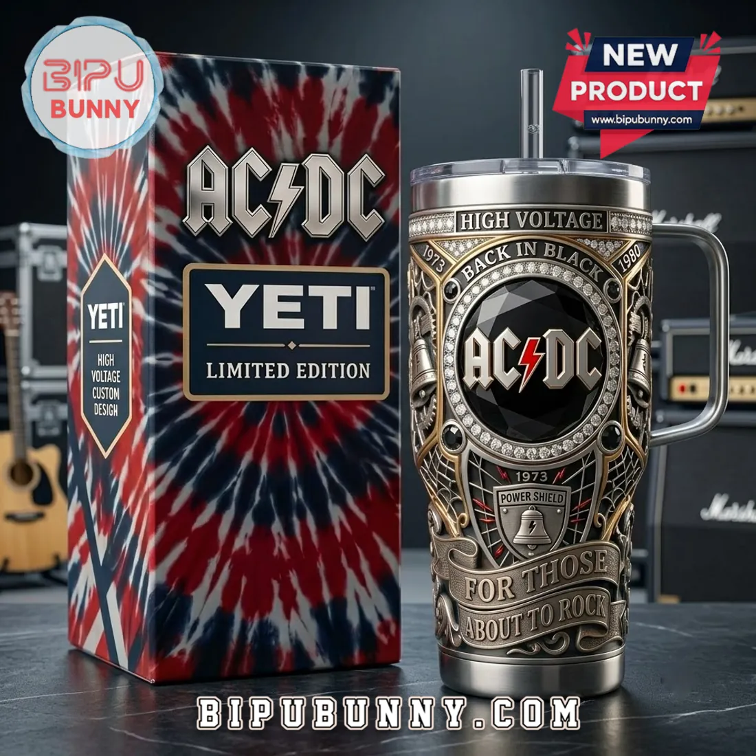 AC/DC Embossed 40oz Stanley Tumbler AC/DC Embossed 40oz Stanley Tumbler