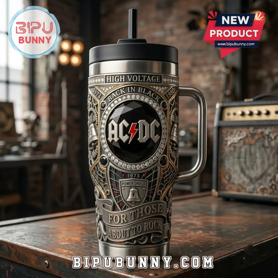 AC/DC Embossed 40oz Stanley Tumbler AC/DC Embossed 40oz Stanley Tumbler