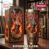 ACDC High Voltage Gold 40oz Stanley Tumbler featuring rock guitar, lightning, and flames on a metallic gold finish container.